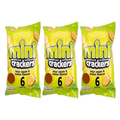 Mini Crackers Sour Cream & Onion Flavour, Vegetarian Snack, 150g,Pack Of 3