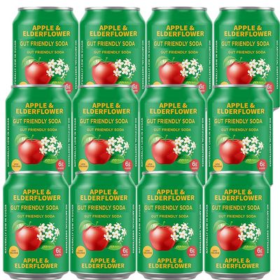 Variety Fruit Flavour Soft Drink 330ml Apple & Elderflower, Mango & Passionfruit, Black Cherry, Refreshing Sparkling Beverage Assorted Pack - itgv (12 x cans, Apple & Elderflower)