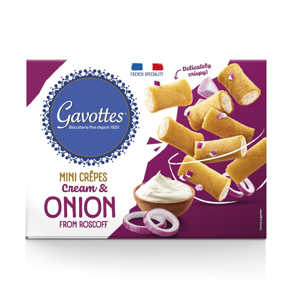 Gavottes Mini Savoury Crpes with Cream Filling 12 80g Packs Ready-to-Eat French Snack (Roscoff Onion & Cream)