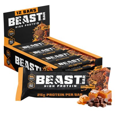Beast Bar Giant Protein Bars High Protein 25g Each- Salted Caramel 12 Pack