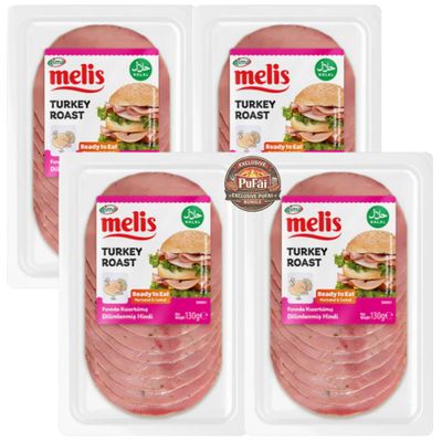 PUFAI Bundle Sliced Turkey Roast 130g x4 Cooked Turkey Slices, Ready to Eat, Sandwich & Salad Use