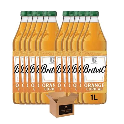 Britvic Fruit Cordial Concentrate Dilutable Juice Drink, Low Calorie No Added Sugar Squash, Flavoured Water Drink Mix, Vegan Hydration Drink (Orange Cordial1ltr - Pack 12)