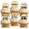 Anglesit Pre-Cut Birthday King Edible Rice Wafer Paper Cupcake Toppers Cake Decorations Boy Men Bday Party Celebration (Birthday King) view 1