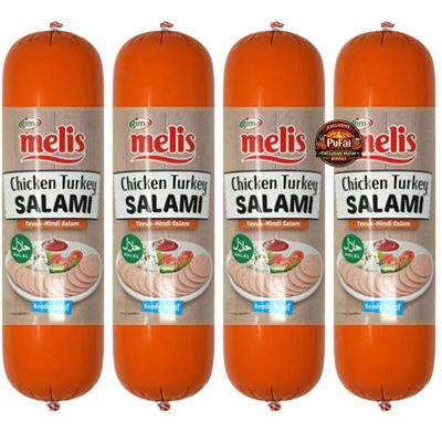 PUFAI Bundle Chicken & Turkey Salami Sliced 500g x4 Ready to Eat Deli Meat, Sandwich Filling, Pizza Topping, Cold Cut Selection for Daily Meals and Catering Use