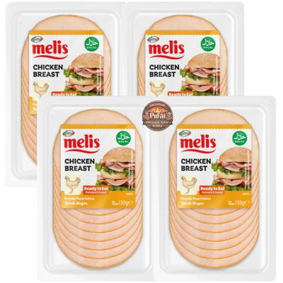 PUFAI Bundle Sliced Chicken Breast 130g x4 Cooked Poultry Slices, Ready to Eat, Sandwich & Salad Use