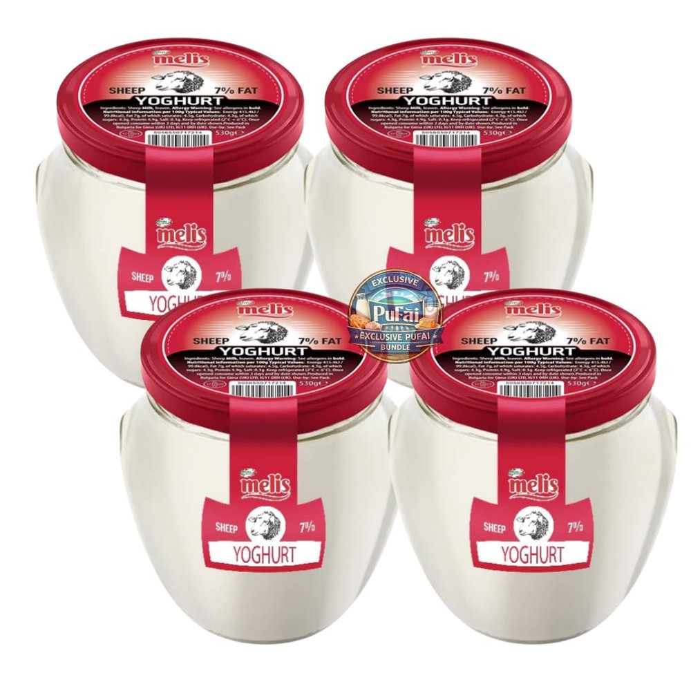 PUFAI Bundle Sheep Yoghurt 7% Fat 530g x4 Creamy Set Yoghurt, Spoonable Dairy, Breakfast & Cooking Use