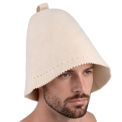 Penitue Wool Sauna Hat for Men & Women, Breathable Soft Hair Steamer Cap Felt Russian Banya Sauna Hat for Hot Tub Spas Steam Rooms Accessories(Beige)