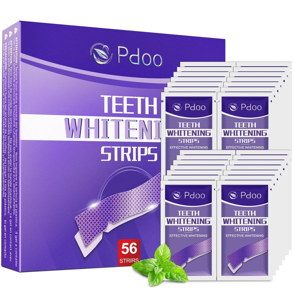 Purple Teeth Whitening Strips 28 Treatments - Enamel-Safe & No-Sensitivity & No-Slip Whitening Strips - Fast Teeth Whitening Result in 7 Days - Whitening Kit for Coffee, Wine Stains Removal