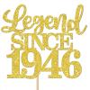 80th Birthday Cake Topper Gold - Elegant Adult Cake Decor with Food-Safe Bamboo Stick - Easy Assemble Legend Since 1946 Design for Anniversary Party (1 Piece) view 2