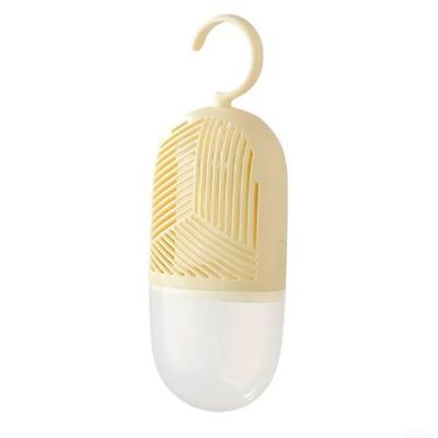 Reusable Hanging Dehumidifier Box for Clothes & Wardrobes Calcium Chloride Moisture Absorber with Transparent Water Reservoir, & (Yellow)