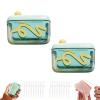 2PCS Automatic Pop-Up Dental Floss Dispenser, Portable Refillable Floss Pick Holder with 10 Flosses Picks, One-Touch Travel Toothpick Case for Home Office Travel Outdoor (B-2PC)