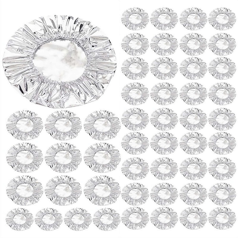 100pcs Reusable Aluminum Foil Food Covers for Heat Retention, Elasticated Thermal Insulation Bowl Lids for Hot Cold Food, Adjustable Fresh-Keeping Dish Covers for Home Picnic BBQ Party