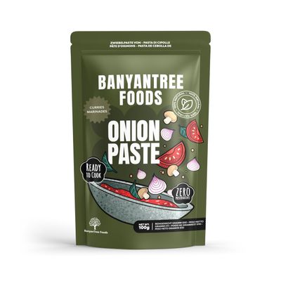 BanyanTree Foods Onion Paste 100g ~ Ready to Cook| 100% Pure from Boiled Onions | Zero Preservatives| 100% Natural