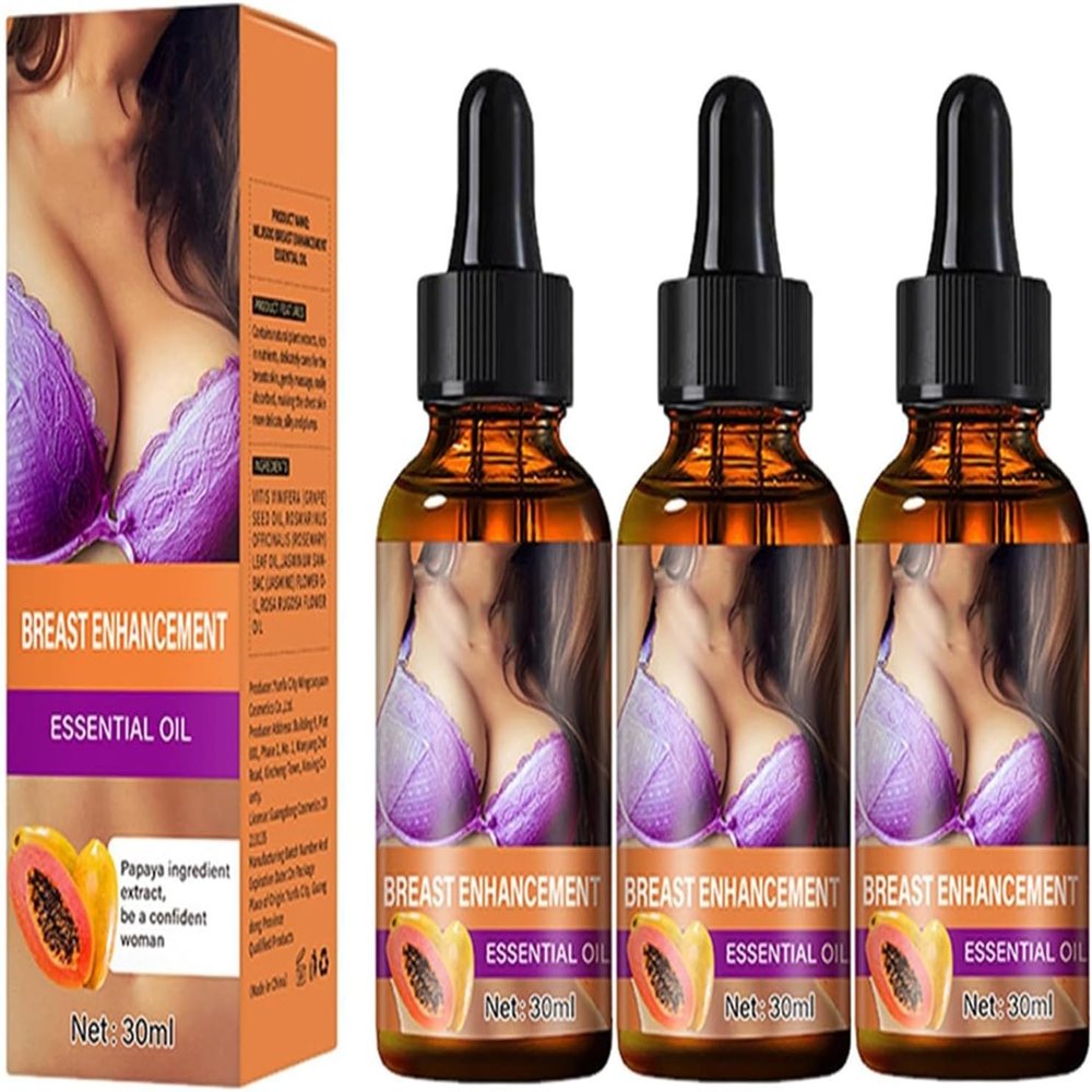 Breast Firming Oil, Breast Lift & Volume - Breast Building Oil, Breast Enlargement Oils for Lifting, Shaping & Volume, Gentle Bust Plumping Tightening Care for Women, Girls, Home, Travel (3Pcs)