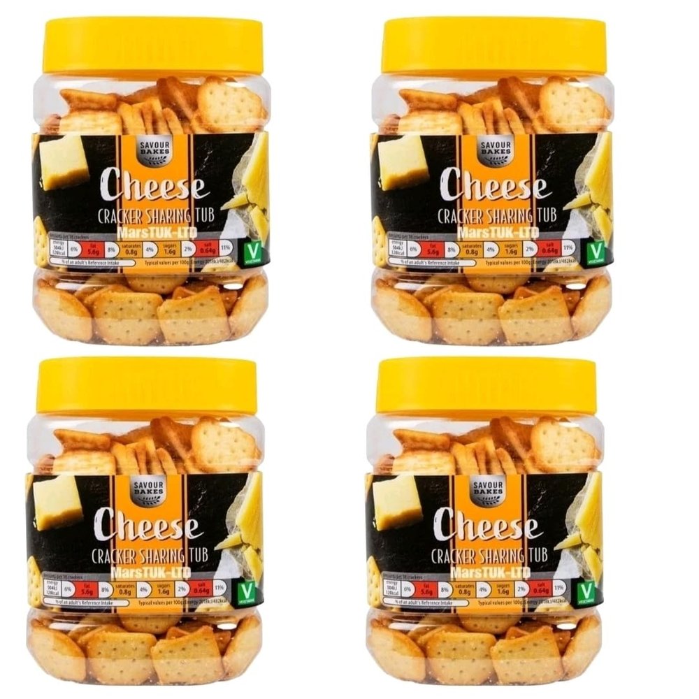 Bizzal SAVOUR BAKES Cheese Cracker Sharing Tub, Vegetarian, 250g, Pack of 4