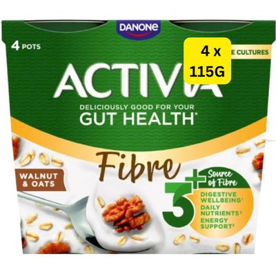 Fibre Walnut & Oat Gut Health Yoghurt Multipack 115g Activias (4x115g)