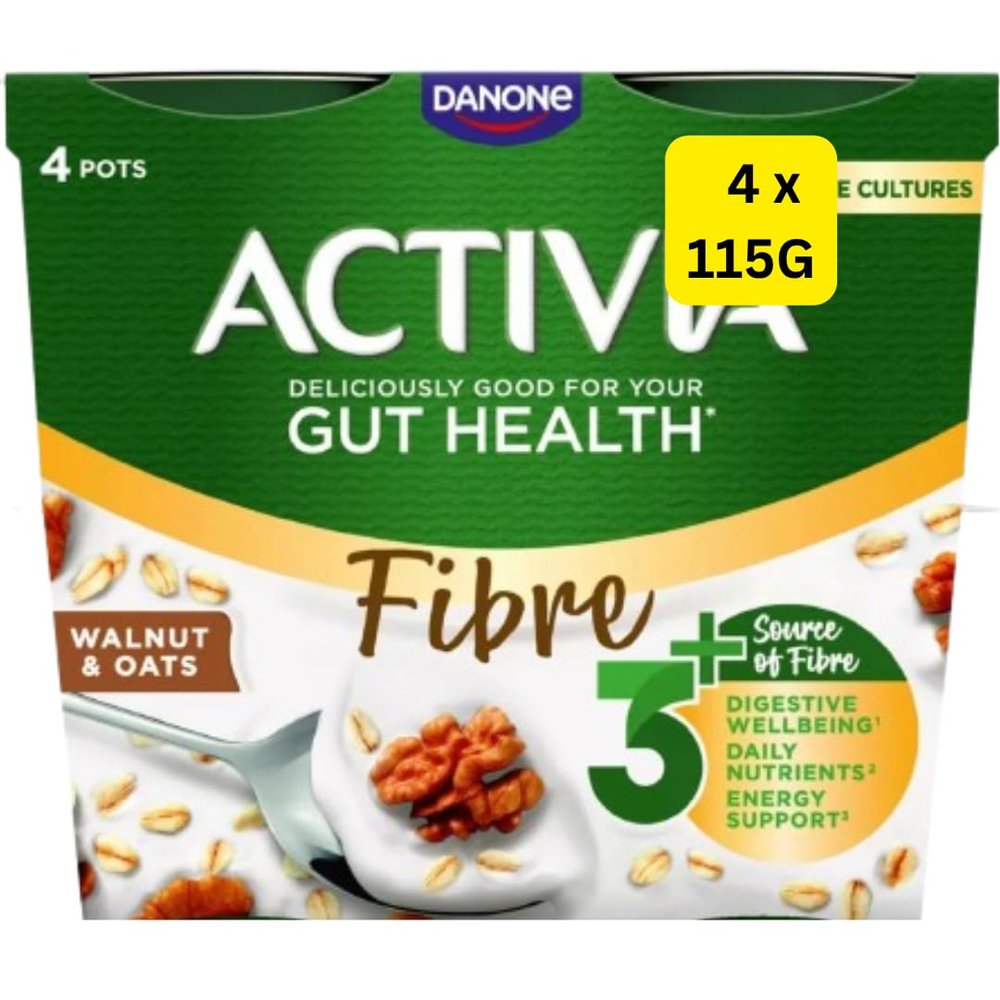 Fibre Walnut & Oat Gut Health Yoghurt Multipack 115g Activias (4x115g)