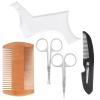 Pongnas Beard Shaping Tool, Transparent Template Comb with 2 Stainless Steel Scissors for Nose Hair Beard and Nail Trimming view 1