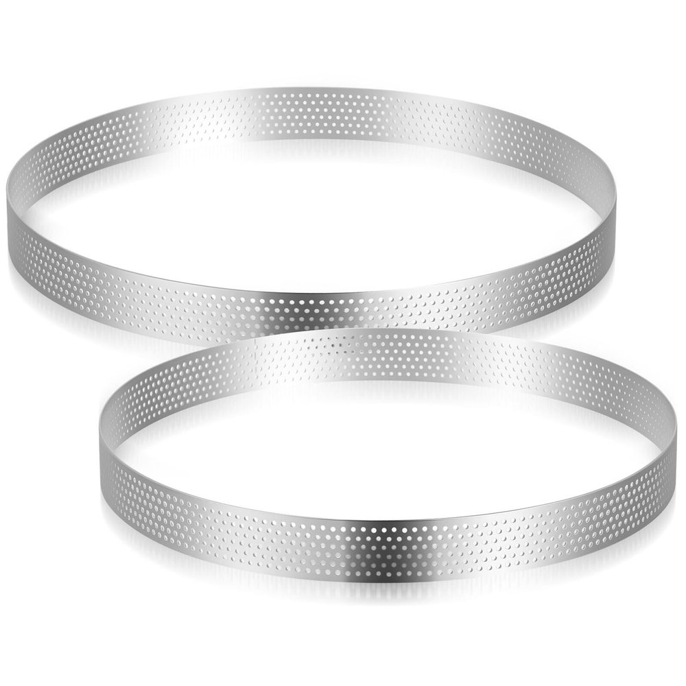 CATIEBYE Perforated Tart Compact Design Stainless Steel 2pcs with Optimal Airflow for Baking Mousse Cakes and Fruit Pastries for Parties and Creating Layered Cakes
