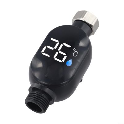 Belnotelt LED Shower Thermometer with Digital Temperature Display 0C-99C, Stainless Steel Water Temp Gauge for Bathtub Faucet and Shower Head, Black Gray