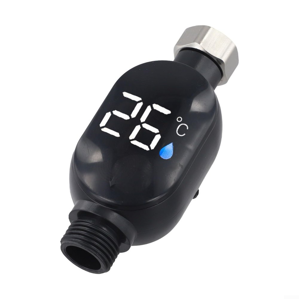 Belnotelt LED Shower Thermometer with Digital Temperature Display 0C-99C, Stainless Steel Water Temp Gauge for Bathtub Faucet and Shower Head, Black Gray