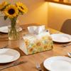 ATOTLLAF Sunflower Tissue Box Holder, Leather, Yellow, 19x12x13cm view 2