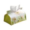 ATOTLLAF Lotus Oil Painting Leather Tissue Box Holder, Yellow and White, 17x11x7cm, Desktop Storage