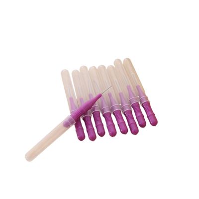 50Pcs/Box 0.5mm Interdental Brushes Tooth Gap Brush Straight Oral Hygiene Tool(Purple)