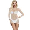 CEWIFO Womens Sexy Outfit for Bedroom Lingerie Nightwear White Set With Stockings Ladies Outfits Blue Robe Women view 3