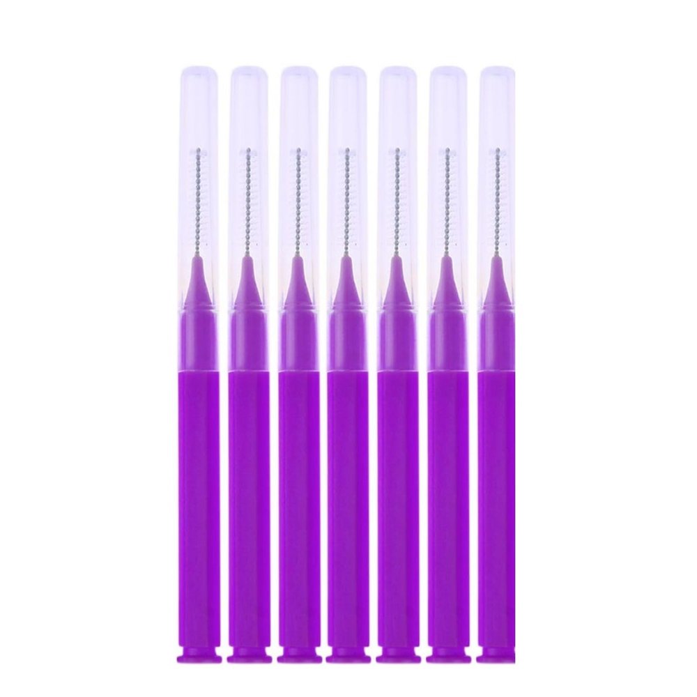 8-40PCS Interdental Brushes Dental Floss Toothpick Braces Brush Tooth Cleaning Tool(Purple 8PCS)