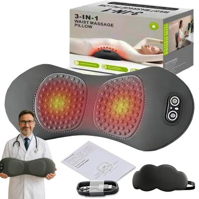 3 in 1 Back Therapy, Triple Fusion Back Massager with Heat, Vibration, Traction Lifting, 135 Electric Sciatica Massagers for Back and Neck Pain Relief, Portable & Plug-in (Gray)