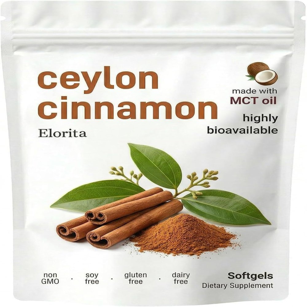 Elorita Ceylon Cinnamon Softgels, 300 Softgels with MCT Oil, Non-GMO, Gluten Free Gentle Daily Wellness Support (1box)