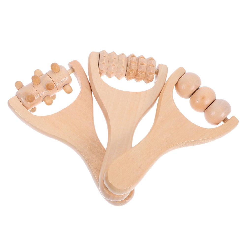Tofficu 3pcs Manual Handheld Massager Muscle Roller Stick Wooden Multi-Functional Massage Tool for Targeted Muscle Relaxation and Manual Control Daily Relaxation for Athletes and Office