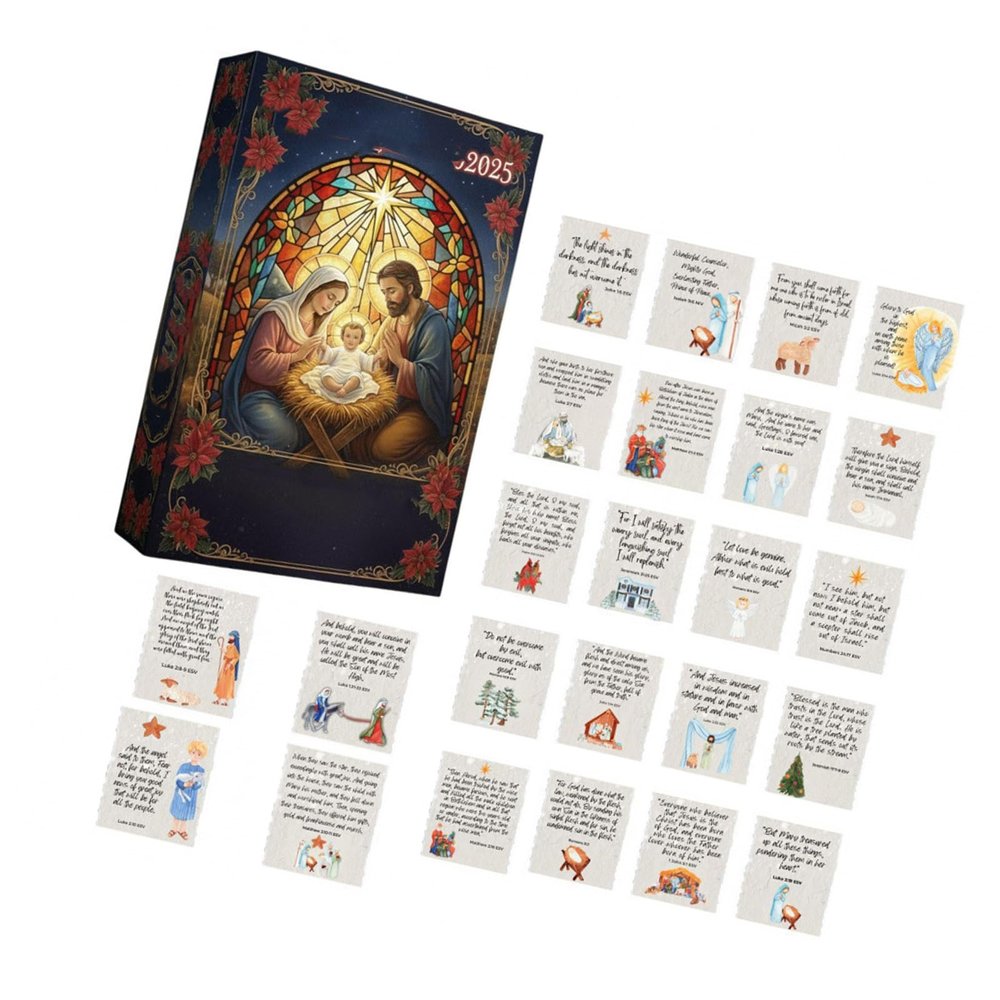 CAZSTYK Interactive Advent Calendar Nativity Story Themed Christmas Advent for Family Engagement Holiday Decoration Nativity