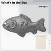 Chewtoyo 2 Pcs Natural Iron Supplement, Iron Fish Cooking Tool, Fish-Shaped Cast Iron, 5.9 X 3.9 In / 15 X 10 Cm, Includes Cotton Bag, Gray, For Iron Deficiency view 4