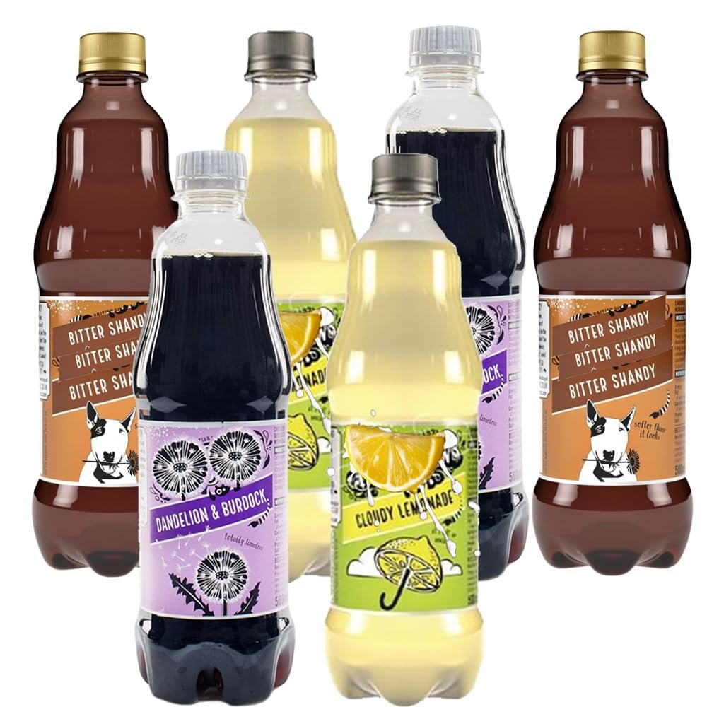 Random Mixed Soft Drink 500ml Cloudy Lemonade, Dandelion & Burdock & Bitter Shandy, Sparkling Fizzy Beverage Variety Pack, Ready to Drink Assortment - Bn Shaws (8 x Mixed Drink)