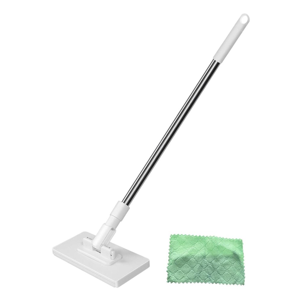 130cm Extended Microfiber Cloth Mop with Easy to Clip Design for Dry Wet Cleaning Home Bathroom Kitchen Cleaning Automatic Clamp Head