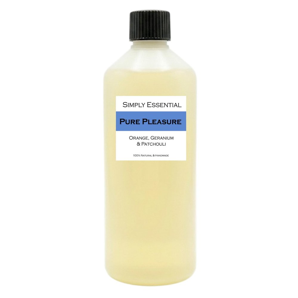 Simply Essential Pure Pleasure Shaving Oil with Orange, Geranium & Patchouli to Reduces Redness, Razor Burn & Irritation - For Mens Face & Womens Legs 1L Professional Spa Size