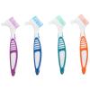 FOYTOKI 4pcs Denture Toothbrush Portable Double Head Denture Cleaning Brush Brush False Teeth Cleaner for Travel Home Use Random Color view 1