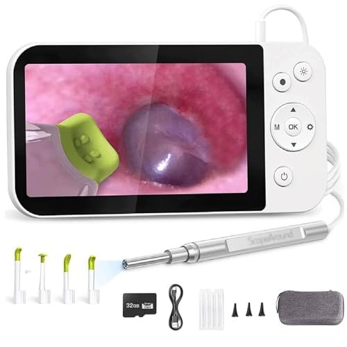 Digital Ear Camera, HD Otoscope with 5 Inch Screen for Photo and Video Recording, Ideal for Home Ear Examination and Health Monitoring