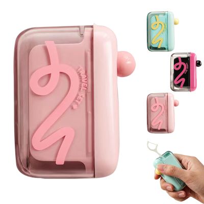 Automatic Pop-Up Portable Dental Floss Box, Travel Floss Picks with Storage Case, Automatic Pop-up Portable Floss Dispenser with 50 Pcs Dental Floss, for Home and Restaurant (b)
