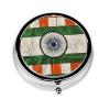 Round Travel Pill Organizer, Compact Daily Small Pill Case with 3 Compartments, Full Print Design India Flag view 1