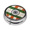 Round Travel Pill Organizer, Compact Daily Small Pill Case with 3 Compartments, Full Print Design India Flag view 2