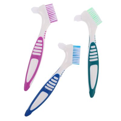 ADOCARN Dual Toothbrush Teeth Cleaning Brush 3pcs with Soft Nylon Bristles for Denture Cleaning, Elderly-Friendly and Easy to Operate Suitable for Travel and Outings