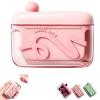 Automatic Pop-up Portable Floss Dispenser with 50 Pcs Dental Floss, Travel Floss Picks, Dental Floss Case, Portable Toothpick Storage Box, Refillable Holder Boxes for Teeth Cleaning (Pink)