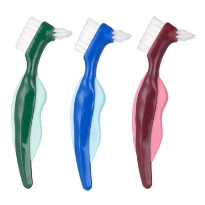 KJHBV Denture Toothbrush Double-Headed with Multipurpose Hard Bristles and Comfortable Grip for Daily False Teeth Hygiene