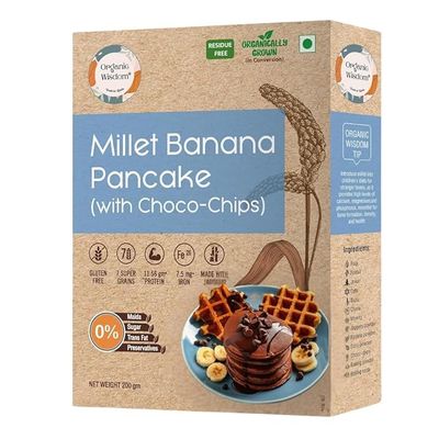 Back to Roots Gluten Free Millet Banana Pancake(with Choco-Chips) 200g | Instant & easy to make| Made with 7 super grains & Jaggery.