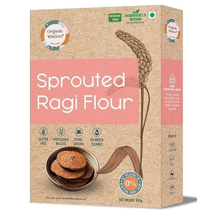 (Flour)|100% Natural Finger Millet | Gluten Free & Stone -grounded Nachni (Kelvaragu) atta|Rich in Calcium & Iron (400g)