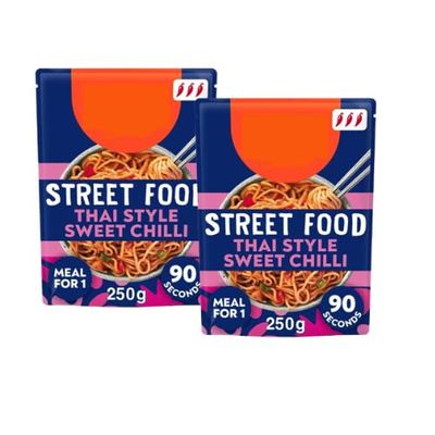 Street Food Thai Style Sweet Chilli Ready-to-Heat Meal, 250g, Pack of 2, Vegetarian, No Artificial Colours, Flavours or Preservatives