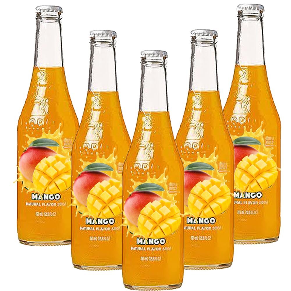 Carbonated Soda Drink 370ml Bottle Variety Pack - Mango, Guava, Pineapple & Lime Flavours Sparkling Soft Drink Refreshing Beverage - jrts (6 x Bottle, Mango)